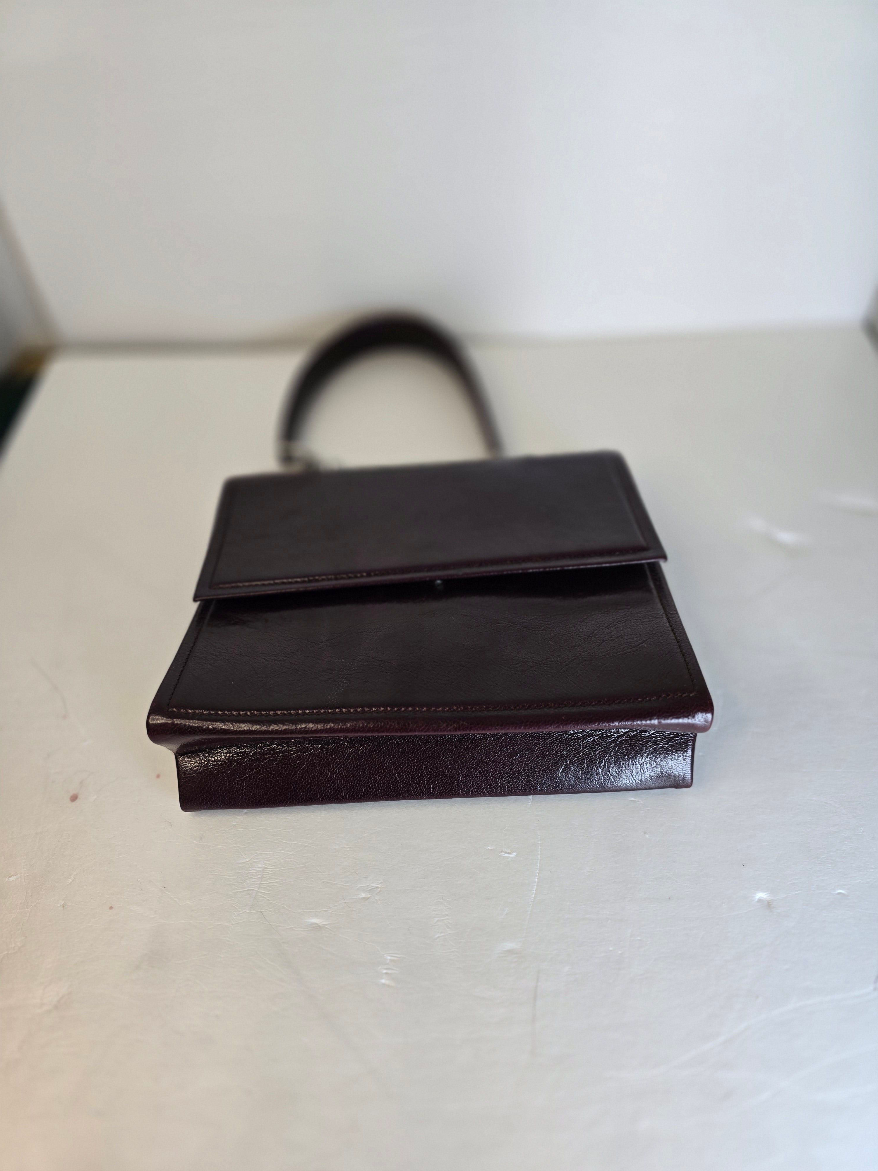 Bally 70s Mirror Calfskin Leather Chain Shoulder Bag — Oxblood
