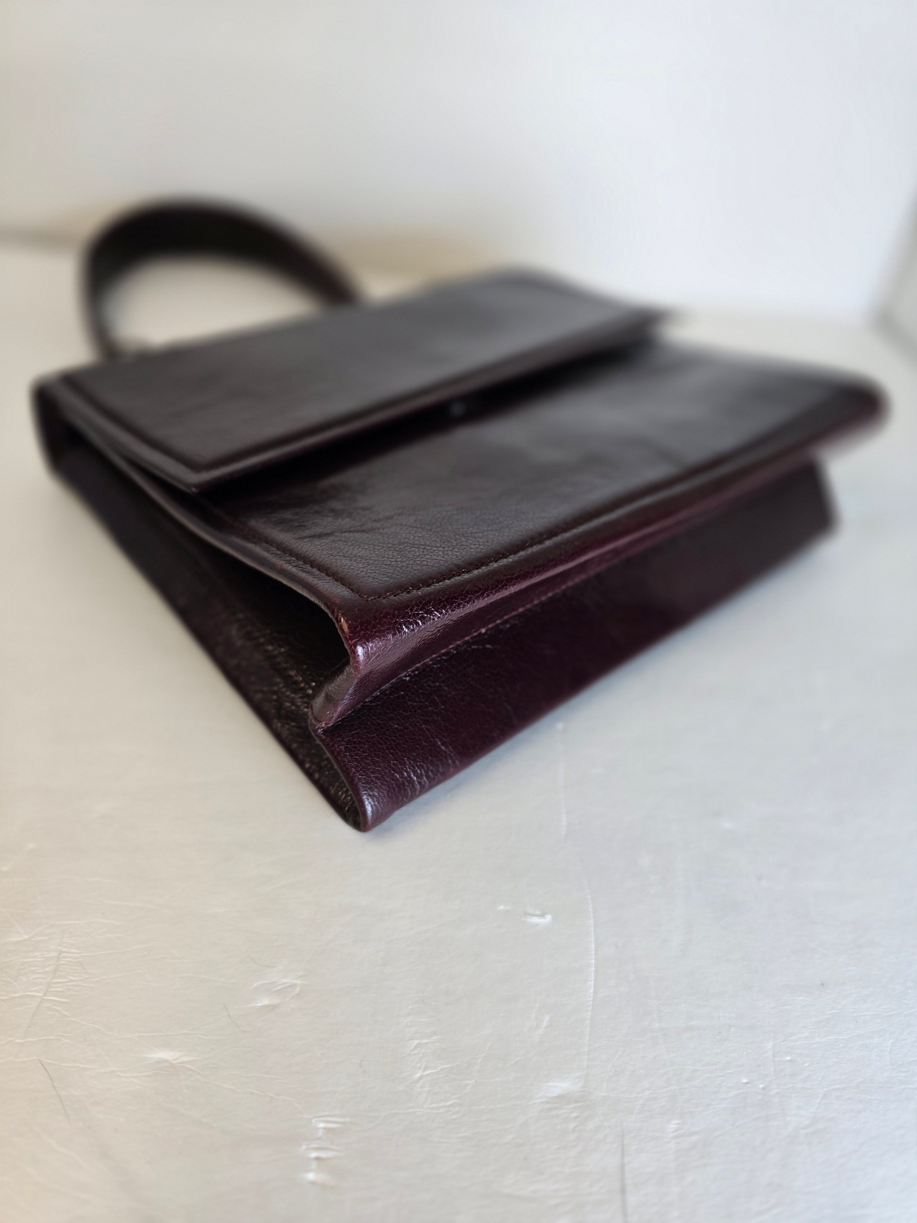 Bally 70s Mirror Calfskin Leather Chain Shoulder Bag — Oxblood