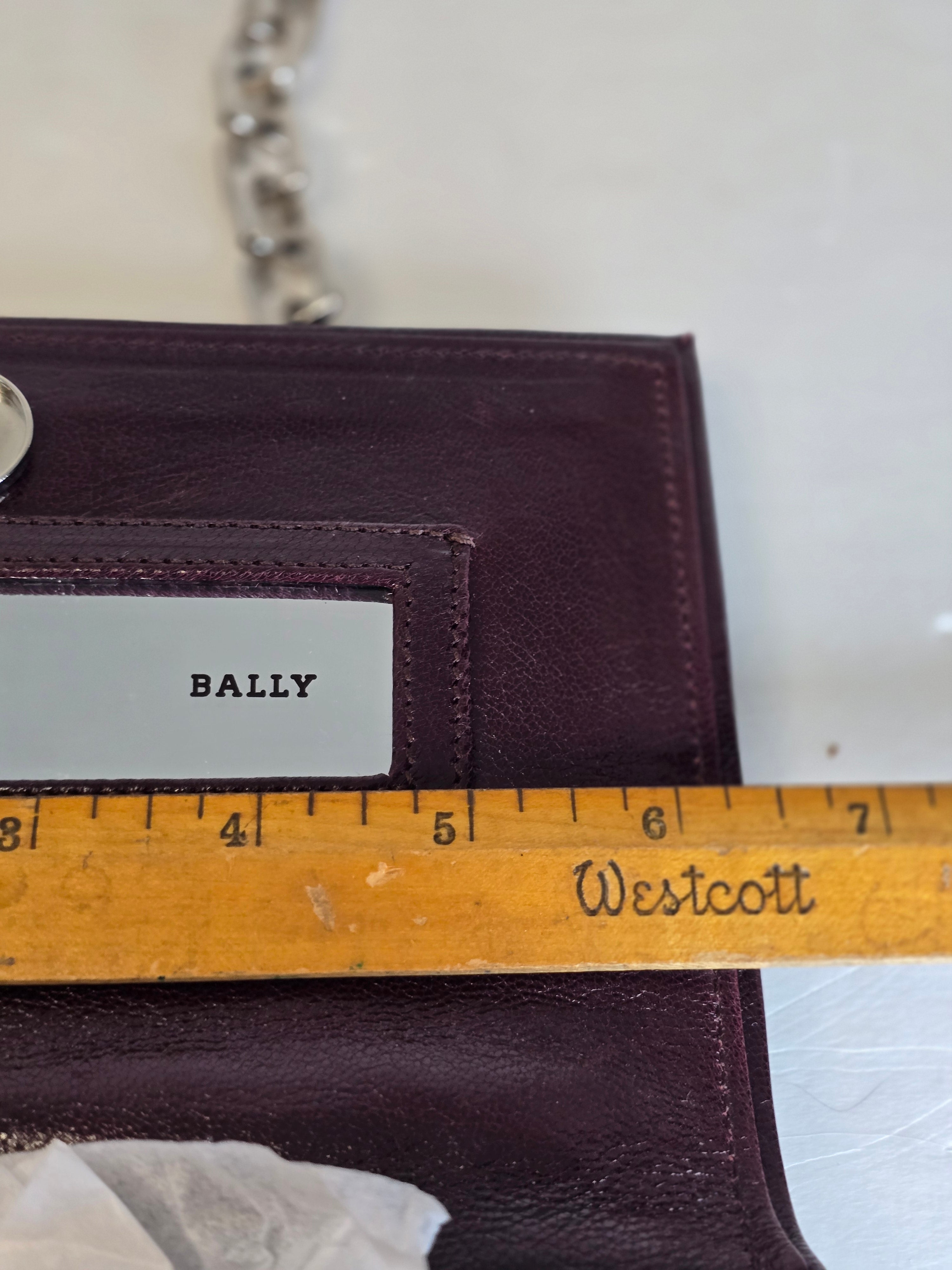 Bally 70s Mirror Calfskin Leather Chain Shoulder Bag — Oxblood