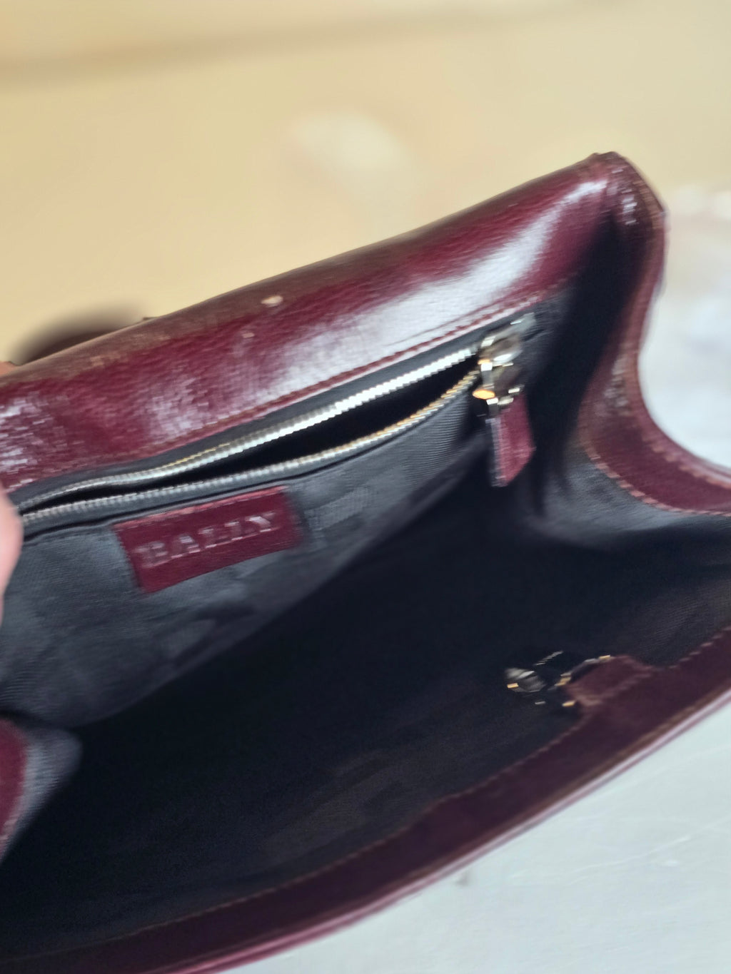 Bally 70s Mirror Calfskin Leather Chain Shoulder Bag — Oxblood