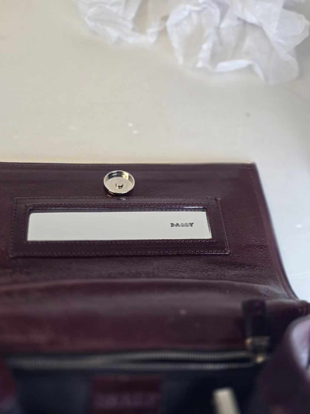 Bally 70s Mirror Calfskin Leather Chain Shoulder Bag — Oxblood